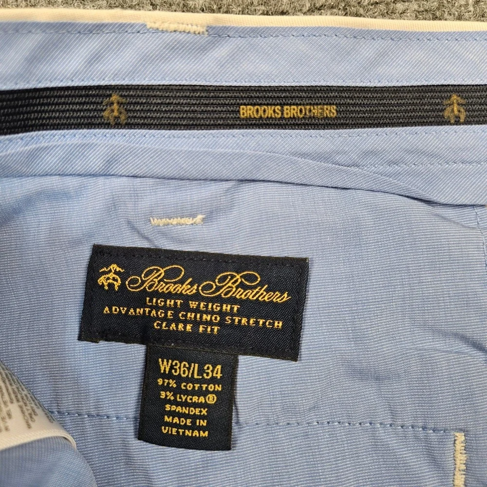 Brooks Brothers Advantage Chino Stretch Clark Fit Khaki Pants Mens 36x34 Tan